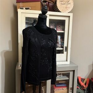 Embellished Black Women's Cardigan and Matching Tank